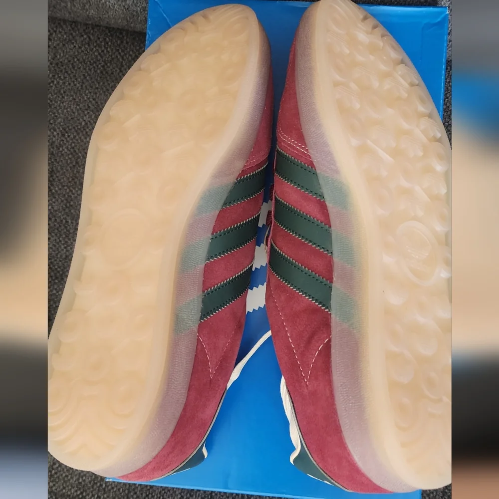 Mens 8.5 Womens 9.5 adidas Gazelle Indoor Shadow Red Shadow Green NWT - Picture 4 of 6